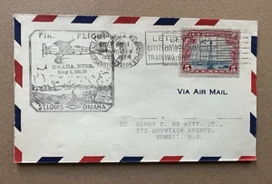 1929 First Flight Airmail Cover Omaha to St. Louis Roessler Cachet 5¢ Beacon - Picture 1 of 6