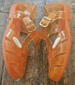 Speed Car Retro Naranja Jelly Zapatos, Reino Unido s.8, Hebilla Dorada Ajustable, Logo, ¡Fabuloso! - Imagen 1 de 14