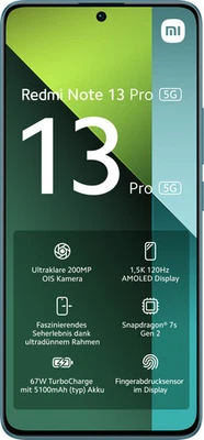 Xiaomi Redmi Note 13 Pro 5G 8/256GB Dual-SIM Smartphone ocean steal