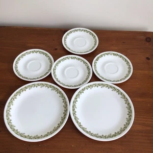 Lot Vintage Corelle Crazy Daisy Green Spring Blossom Luncheon Plates Dishes - Picture 1 of 3