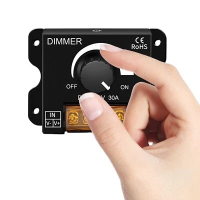 LED Light Strip Dimmer PWM Dimming Controller Knob ON/Off Switch DC 12V-24V 30A - Image 1 of 4