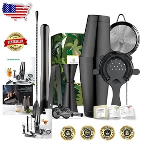 Professional Black Boston Shaker Set - Complete Mixology Tools for Home Bars - Picture 1 of 10