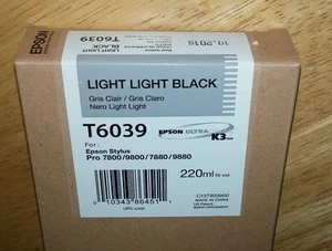 08-2023 GENUINE EPSON T6039 LIGHT LIGHT BLACK 220ml INK STYLUS PRO 7880 9880 - Picture 1 of 1