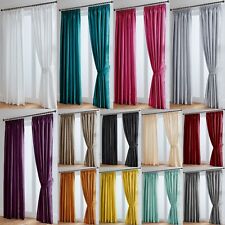 Faux Silk Curtains Luxury Fully Lined - Pencil Pleat Tape Top - Free Tiebacks
