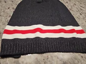 Dog Sweater Dark Gray With White and Red Stripes/ LARGE - Picture 1 of 14