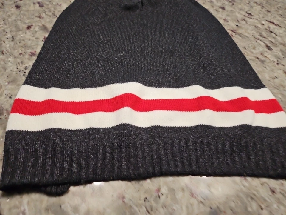 Dog Sweater Dark Gray With White and Red Stripes/ LARGE  - Image 1 of 4