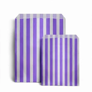 Purple Candy Stripe Paper Bags Various 2 Sizes - Picture 1 of 1