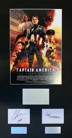 CAPTAIN AMERICA, CHRIS EVANS, AVENGERS, MARVEL hand signed frame NEW Cover