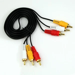 3 x RCA Triple Phono Male to Male Audio Video Cable Lead Yellow White Red - Picture 1 of 4