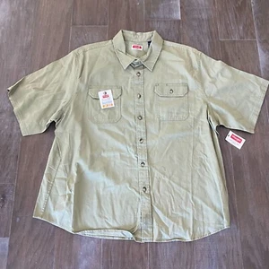 Wrangle Shirt Men's 2XL Green Pockets Collared Short Sleeve Classic Button-Up - Picture 1 of 10