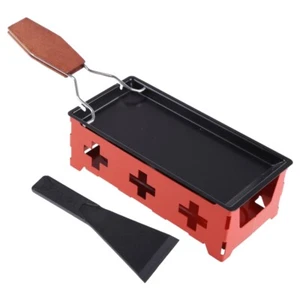 Portable Cheese Raclette Pan Oven Grill Plate Rotaster Baking Tray Stove Spatula - Picture 1 of 9