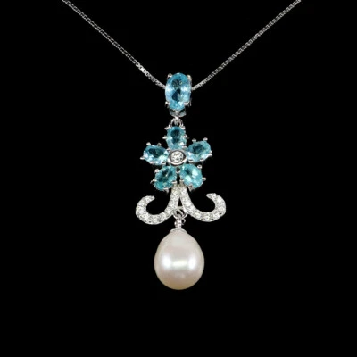 Sommer 925 Silber Halskette Oval Apatit 6x4mm Perle Edelstein Schmuck 1 - Bild 1 von 4