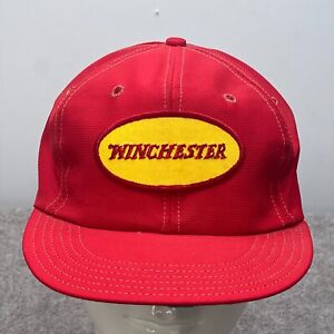 VINTAGE Winchester Hat Mens Logo Patch Snap Back Cap OSFA Adult Red USA Made