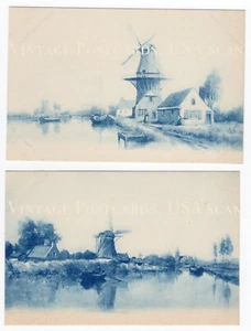 NETHERLANDS Antique Postcards - Holland - 2 Gorgeous Sceens of Windmills - Picture 1 of 2