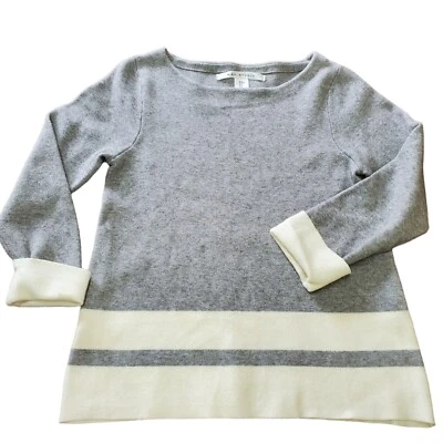 MAX STUDIO Womens Sweater Gray White S Long Cuffed Sleeve Viscose Blend Brushed Foto 1 de 4