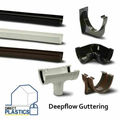Deepflow Gutter Guttering PVC| Black | White | Grey |Brown | Downpipe UPVC - Image 1 of 4