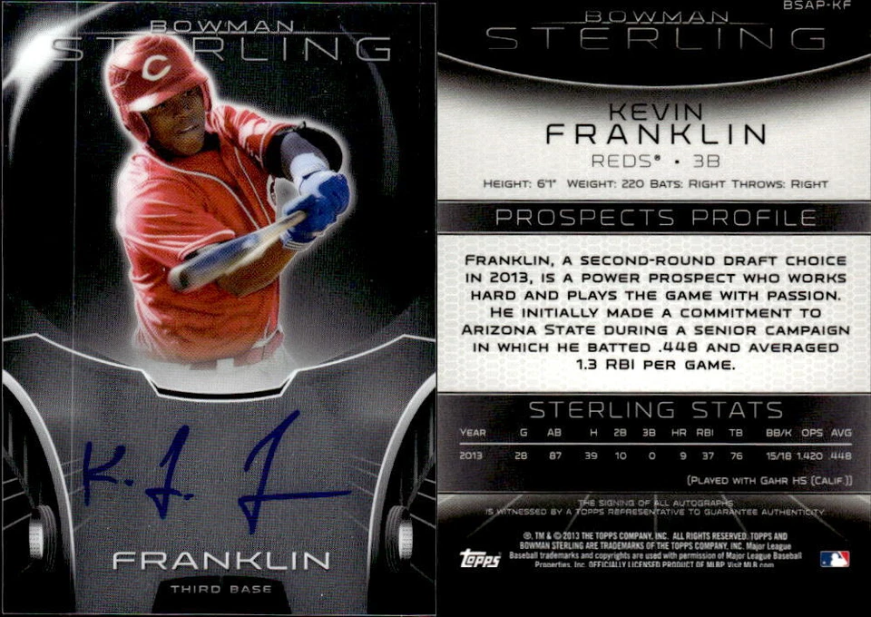 2013 Bowman Sterling Prospect Autographs #KF Kevin Franklin Auto - NM-MT - Image 1 of 1