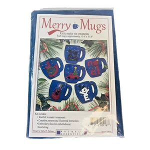 Fröhliche Tassen Ornament Bastelset Wollfilz Applikation Stickmuster Weihnachten Neu - Bild 1 von 4