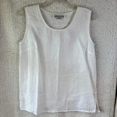 Blusa Caroline Rose 100% Lino Sin Mangas Blanca Talla XS Hecha en EE. UU. Foto 1 de 4