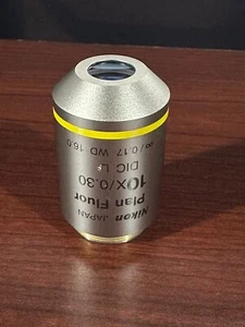 ONE (1) USED NIKON Plan Fluor 10x/0.30 DIC L ∞/0.17 WD 16.0 - FOR REPAIR** - Picture 1 of 8