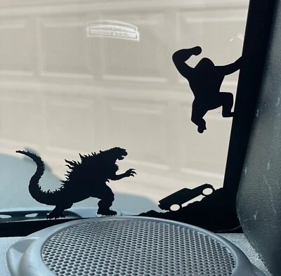 HANDMADE Godzilla vs King Kong w/Jeep Fits Jeep Corner Vinyl Decal sticker