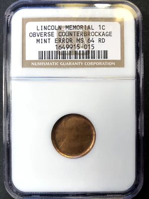 DRAMATIC UNIFACE 1959- 82 Copper Capped Die  & Struck Through NGC MS 64 RED - Image 1 of 4