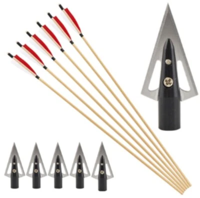 31.5" Traditional Wooden Arrow Shaft 5" Turkey Feather Longbow Archery Hunting - Image 1 of 4