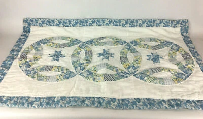 Pair of King Size Patchwork Pillow Shams - Farmhouse Look - Blue White Floral - Image 1 of 4