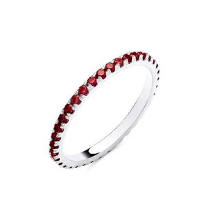 Sterling Silver 925 simulated Ruby Full Eternity Stacker Band Ring size K to S - Picture 1 of 6