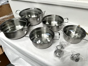 5er Set Edelstahl Pfannen mit Doppelgriffen - Bild 1 von 7