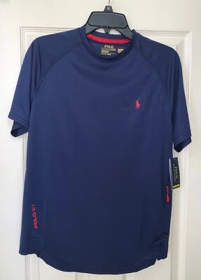 NUEVO CON ETIQUETAS Polo Ralph Lauren Performance Para hombres Pequeño Azul Marino S/S Camiseta con Bolsillo Foto 1 de 4