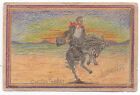 1931 Colored Pencil Drawing Of Man On Horseback By David Cary Peters