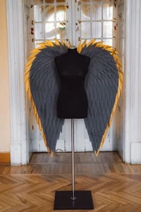 Angel Wings Costume Cosplay  Gold Halloween Moveable Articulated Tranparent - Picture 1 of 13