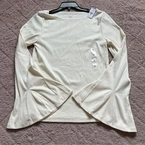 NWT Gap Ribbed Boatneck Bell Sleeve Top Women’s Size M - Bild 1 von 6