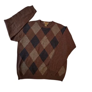 Tricots St Raphael Wollpullover braun Argyle Muster Rundhals Gr. L - Bild 1 von 7
