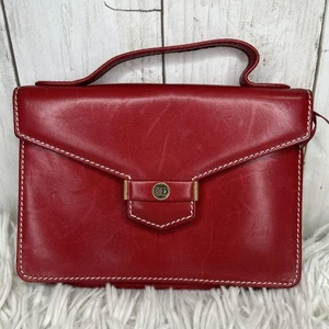 Christian Dior Leather Mini Tote Handbag Top Handle Purse Red CD Logo MBb1524 - Picture 1 of 17
