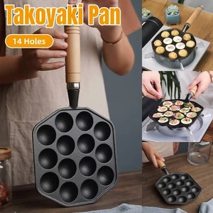 Takoyaki Pan 14 Holes Meatball Baking Tray Non Stick Mold for Household Stove - Picture 1 of 13