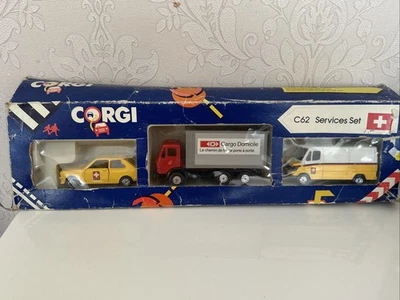 Corgi C62 Swiss PTT Services Set - Mercedes Truck Volkswagen Polo Mercedes 207D - Image 1 of 4