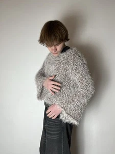 🔥FAUX FUR RICK OWENS IF SIX WAS NINE LGB VIBE CROPPED MOHAIR SWEATER 00'S Y2K - Picture 1 of 12