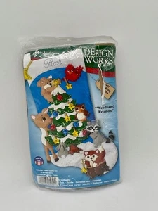 VTG Design Works Felt Christmas Stocking Kit Woodland Friends Animal Sequins NOS - Picture 1 of 4