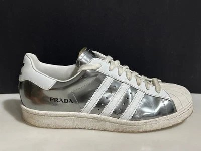 Zapatillas bajas Prada x Adidas talla 8 EE. UU. 41,5 FR plateadas blancas Superstar Shell Foto 1 de 4