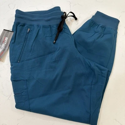 Grey’s Anatomy Barco Active Logo Knit-Waist Jogger Scrub Pant Teal Green 2XL - Image 1 of 4