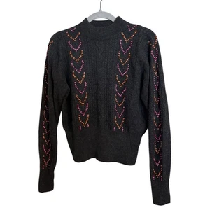 Brodie Kaschmir grau Pullover Pulli rosa orange bestickt Small - Bild 1 von 10