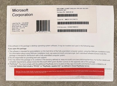 Windows 10 Home Key OEM Windows 10 64 bit DVD NEW Sealed KW9-00140 - Image 1 of 3