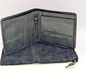 Triumph Herren Biker Leder/Kohlefaser Geldbörse Münzfach Reißverschlusstasche/Tasche - Bild 1 von 9