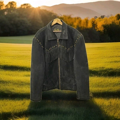 Chaqueta Scully Boar Gamuza Flecos Occidentales Para Hombre 2XL Vaquero Cuero Genuino XXL Foto 1 de 4
