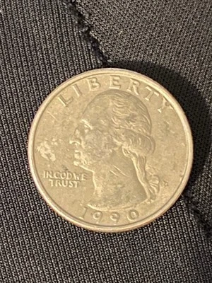 Errors = 1990 D Washington Quarter Error Double-Die Mint Mark, DD Wing Die Clash - Image 1 of 4