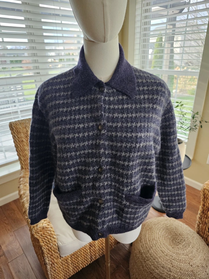 Cárdigan suéter vintage 100 % lana Eddie Bauer para mujer talla pequeña S espiga Foto 1 de 4