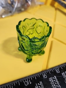 Vintage Cambridge Glass Green Toothpick Holder - Strawberry Pattern - Picture 1 of 7