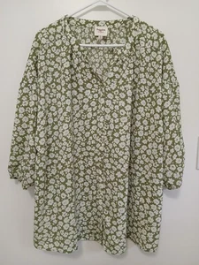 Hayden Damen Tunika Top Gr. 1XL Herbst grün/beige fließend Polyester Bluse - Bild 1 von 10